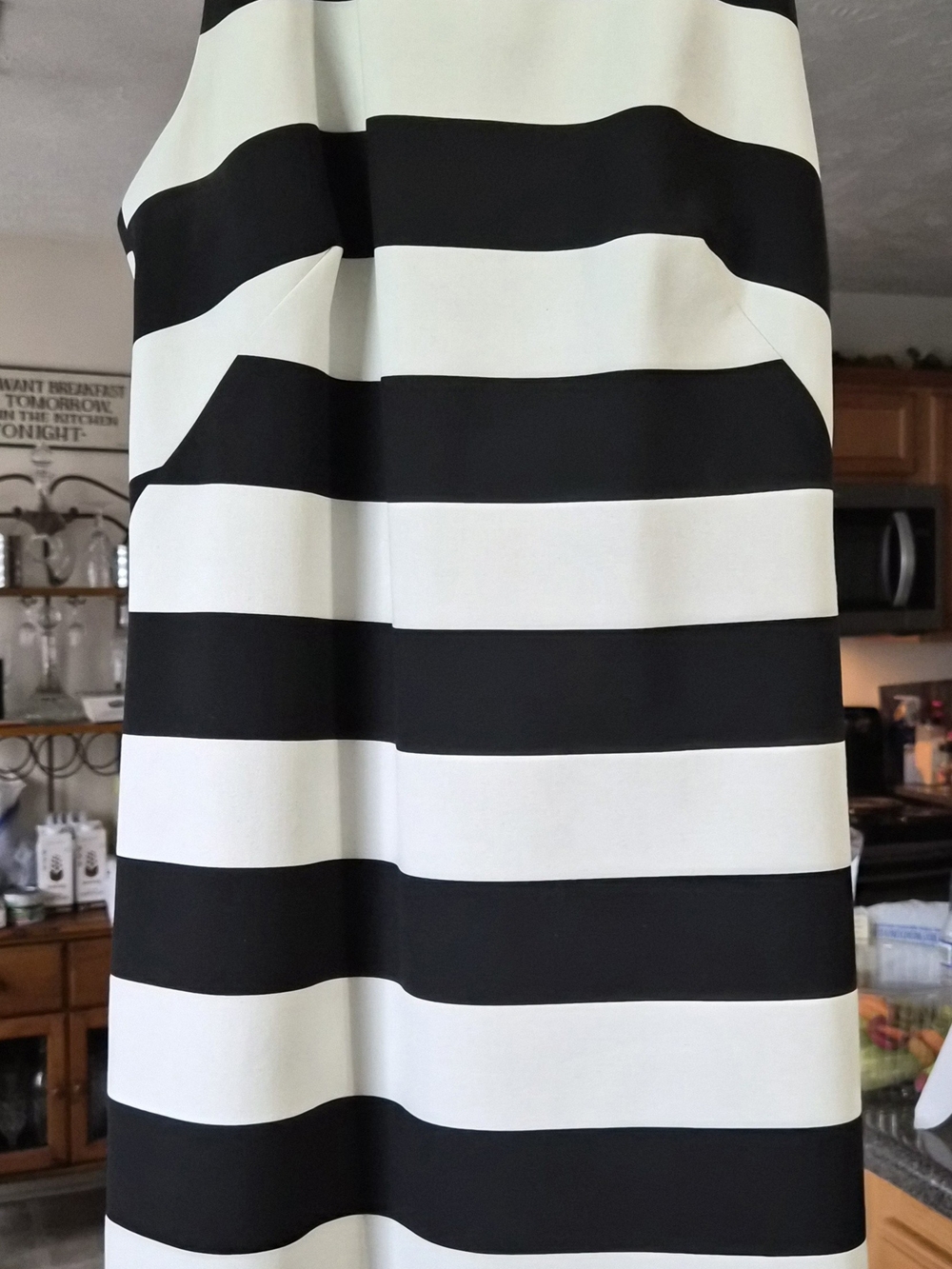 Milly Black and White Wide-Stripe Midi Dress
